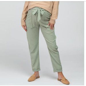 Olive Paper Bag Waist Maternity Pants